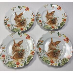 Pier 1 LILLY the Bunny Easter Plate Set Of 4 Pier One 8.5”